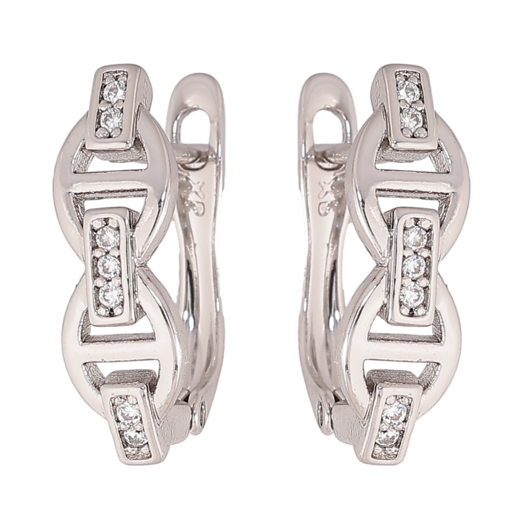 Сережки Xuping колір Родій англійський замок "Візерунок з кристалами" фото №20