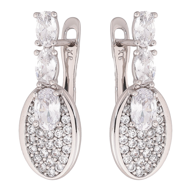 Серьги Xuping цвет Родий английский замок "Инкрустация кристаллами" фото №12