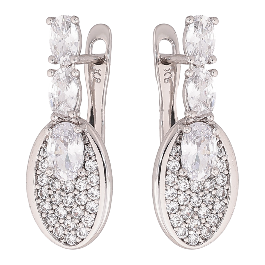 Серьги Xuping цвет Родий английский замок "Инкрустация кристаллами" фото №1