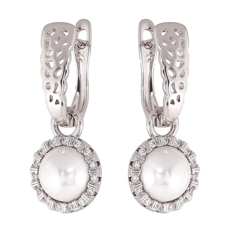 Сережки Xuping колір Родій англійський замок "Перлинні підвіски" 2 в 1 фото №22