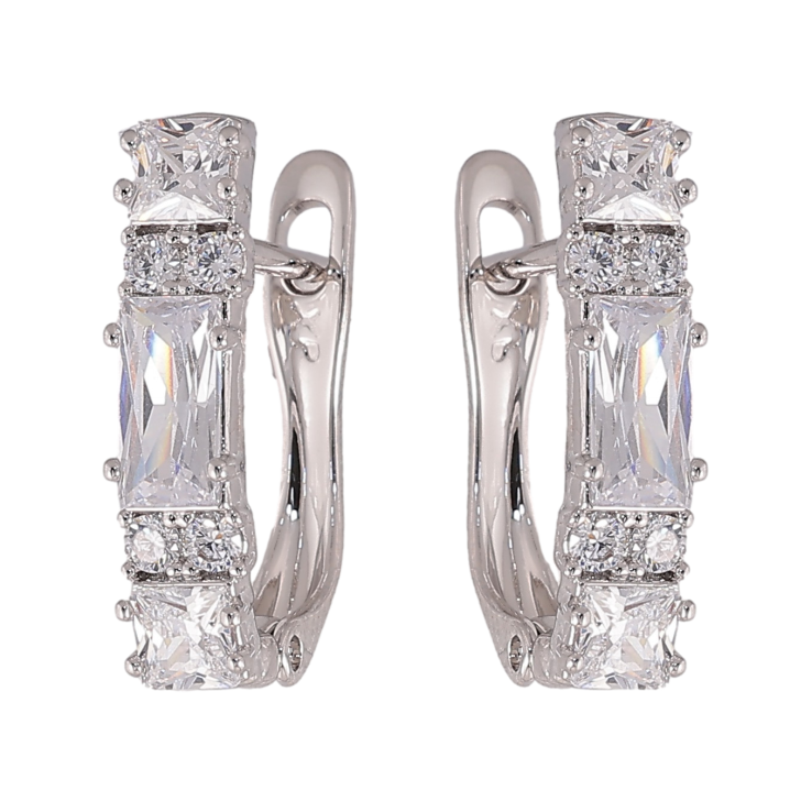 Серьги Xuping цвет Родий английский замок "Инкрустация кристаллами" фото №14 Серьги Xuping цвет Родий английский замок "Инкрустация кристаллами" фото №14