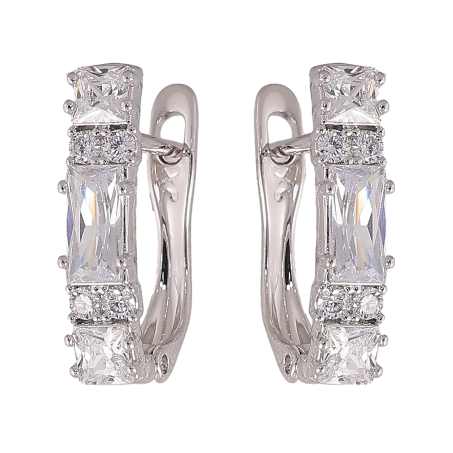 Серьги Xuping цвет Родий английский замок "Инкрустация кристаллами" фото №1