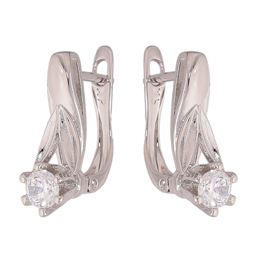 Сережки Xuping колір Родій англійський замок "Візерунок з кристалами" фото №1