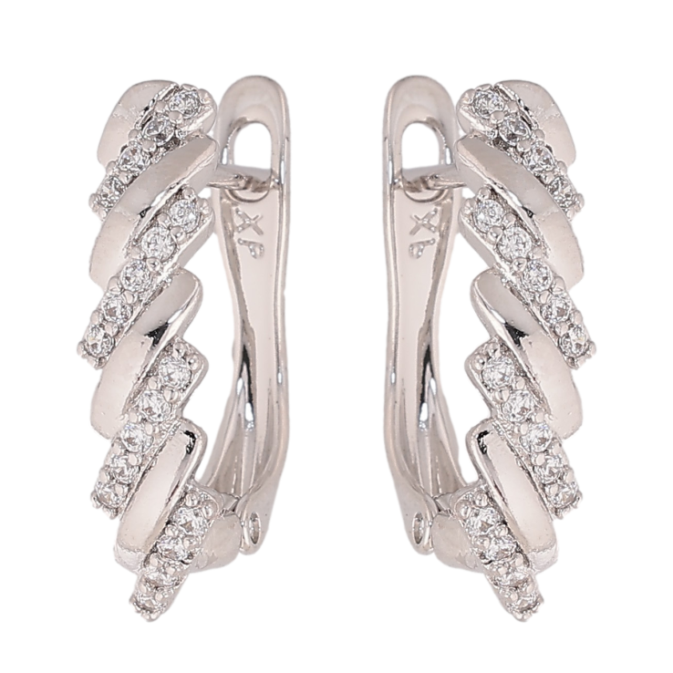 Серьги Xuping цвет Родий английский замок "Узор с кристаллами" фото №18