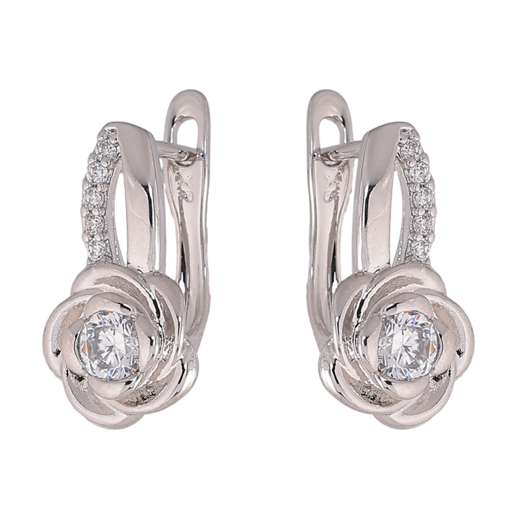 Сережки Xuping колір Родій англійський замок "Квіточки з кристалами" фото №23