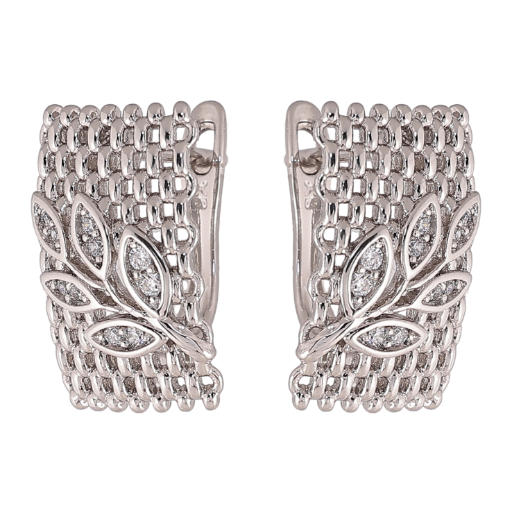 Сережки Xuping колір Родій англійський замок "Візерунок гілочки з кристалами" фото №7