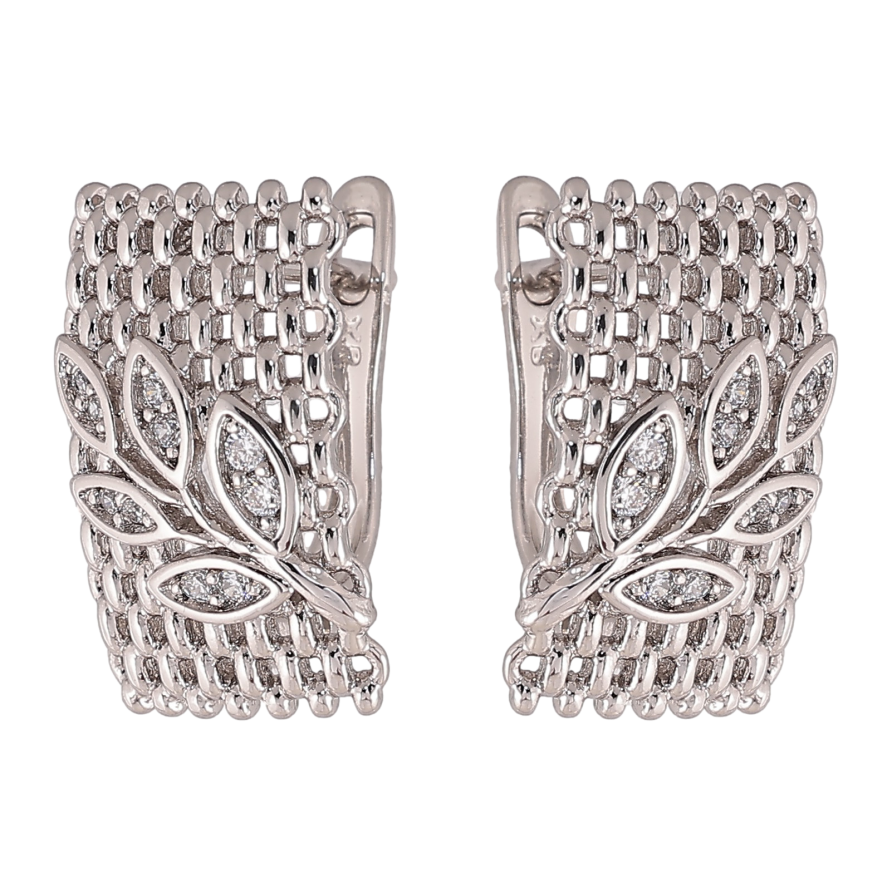 Сережки Xuping колір Родій англійський замок "Візерунок гілочки з кристалами" фото №1