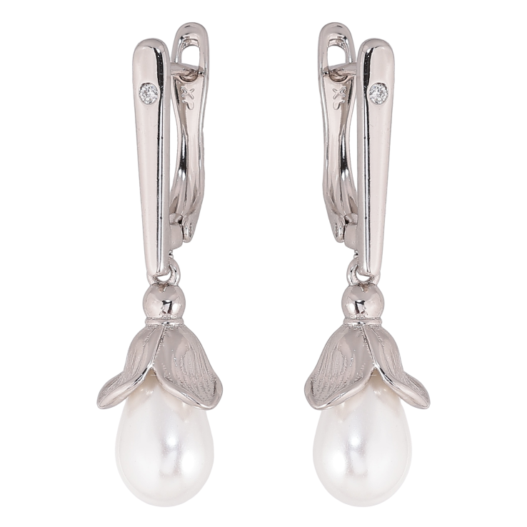 Серьги Xuping цвет Родий английский замок "Жемчужные подвески" фото №11 Серьги Xuping цвет Родий английский замок "Жемчужные подвески" фото №11