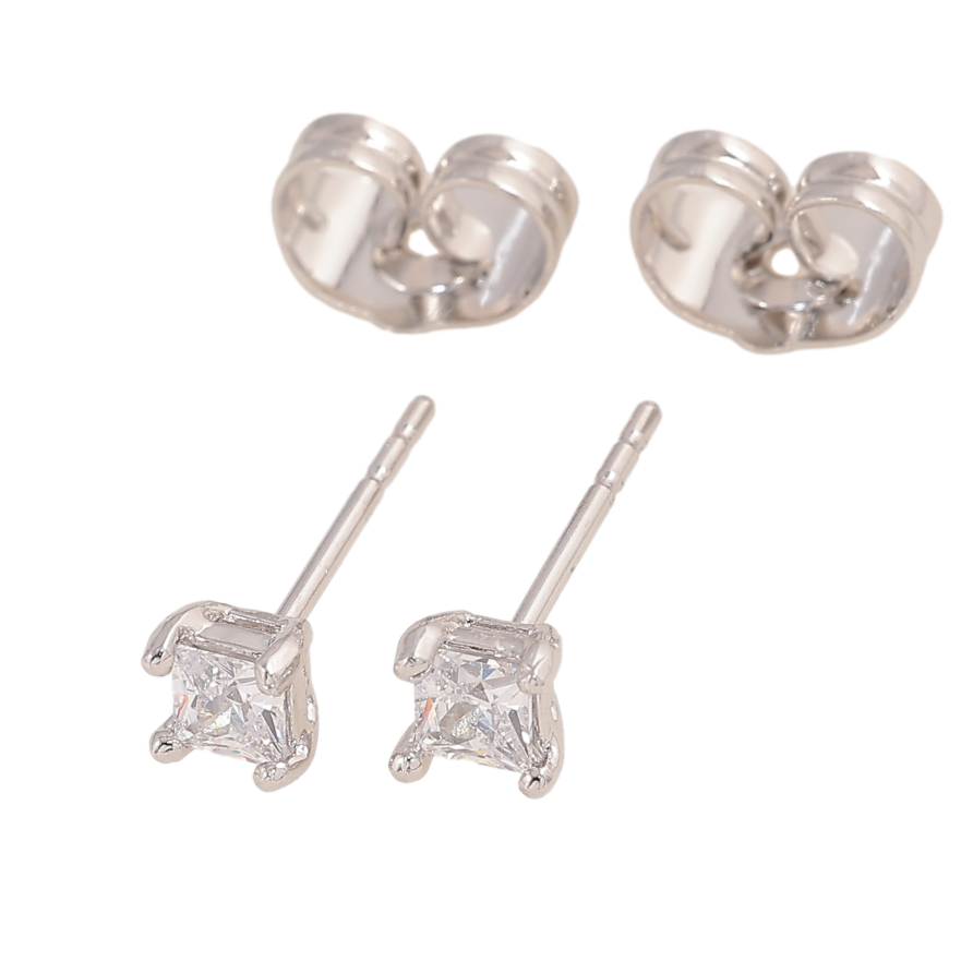 Сережки Xuping колір Родій пусети "Кристали" 3х3мм фото №1 Сережки Xuping колір Родій пусети "Кристали" 3х3мм фото №1