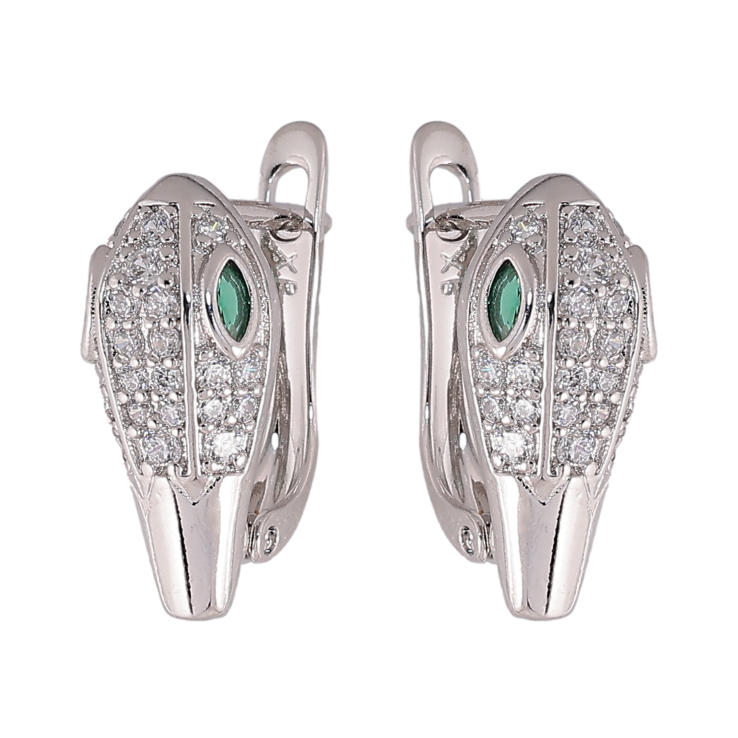 Сережки Xuping колір Родій англійський замок "Інкрустація з зеленими кристалами" фото №24