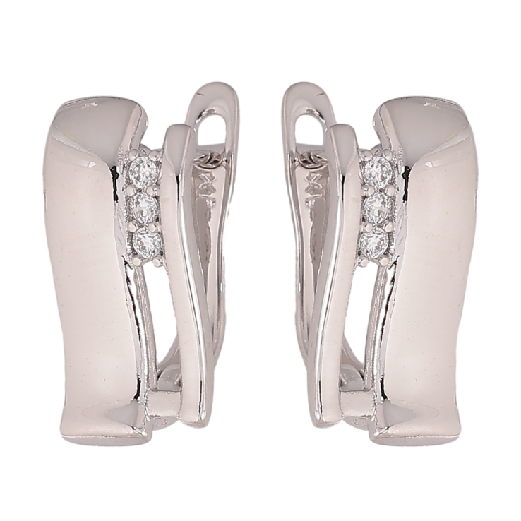 Серьги Xuping цвет Родий английский замок "Узор с кристаллами" фото №9