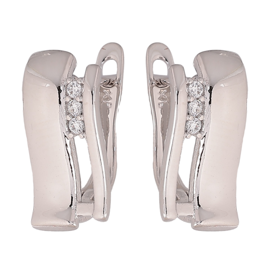 Серьги Xuping цвет Родий английский замок "Узор с кристаллами" фото №1