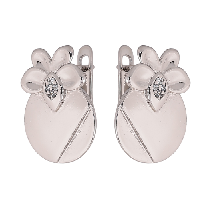 Серьги Xuping цвет Родий английский замок "Цветочный узор с кристаллами" фото №13