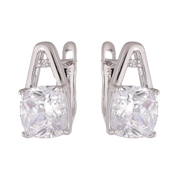 Серьги Xuping цвет Родий английский замок "Кристальный блеск" фото №8 Серьги Xuping цвет Родий английский замок "Кристальный блеск" фото №8