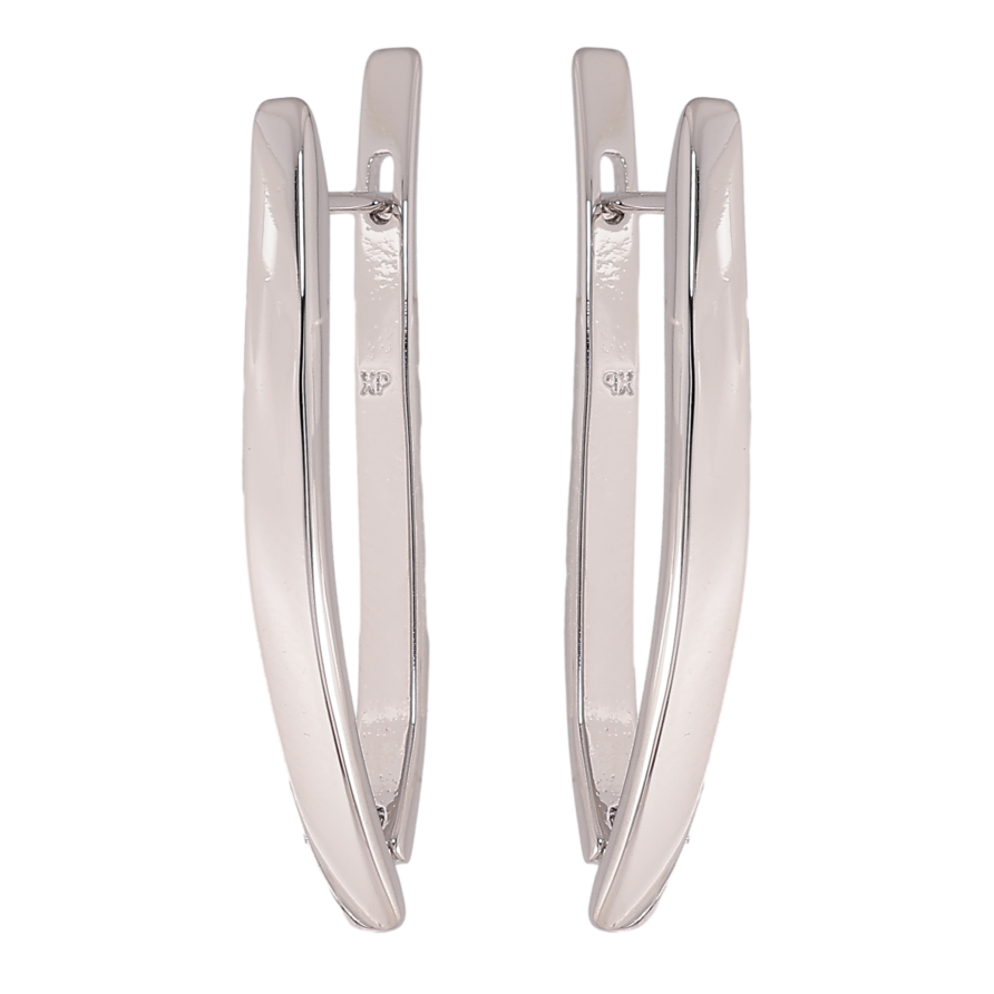 Серьги Xuping цвет Родий английский замок "Скобы" фото №1 Серьги Xuping цвет Родий английский замок "Скобы" фото №1