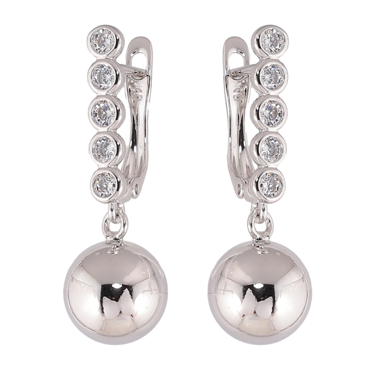 Серьги Xuping цвет Родий английский замок "Дорожки кристаллов с шариками" фото №15 Серьги Xuping цвет Родий английский замок "Дорожки кристаллов с шариками" фото №15