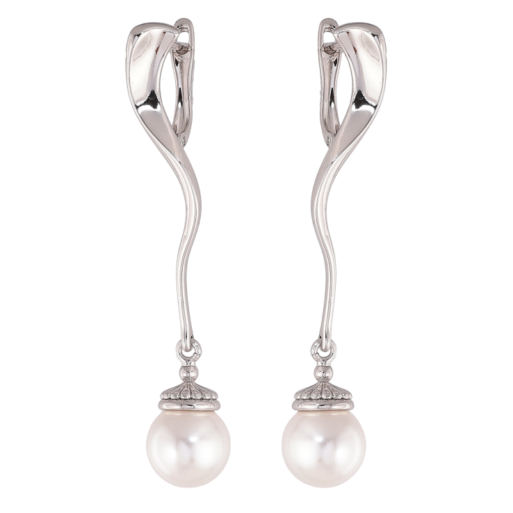 Серьги Xuping цвет Родий английский замок "Жемчужные подвески" фото №8