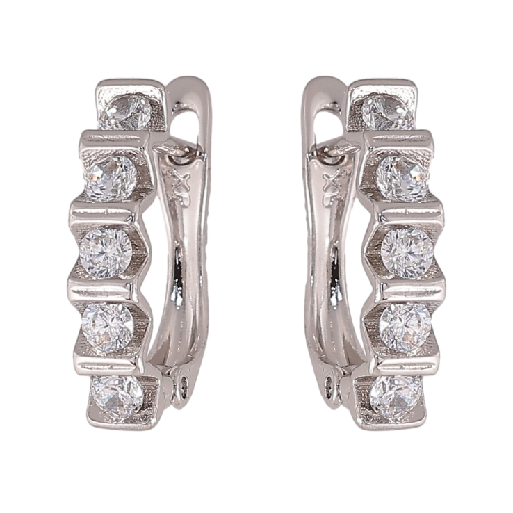 Серьги Xuping цвет Родий английский замок "Узор с кристаллами" фото №7 Серьги Xuping цвет Родий английский замок "Узор с кристаллами" фото №7