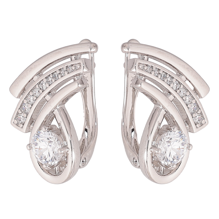 Сережки Xuping колір Родій англійський замок "Візерунок з кристалами" фото №6