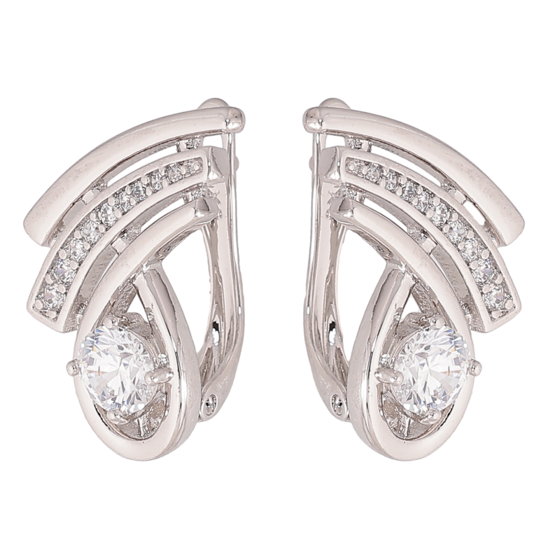 Сережки Xuping колір Родій англійський замок "Візерунок з кристалами" фото №8