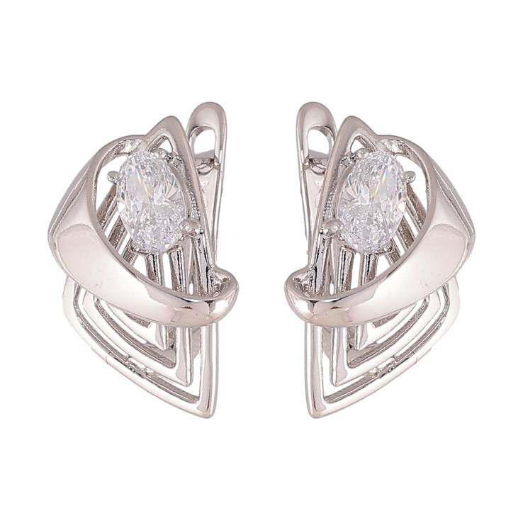 Серьги Xuping цвет Родий английский замок "Узор с кристаллами" фото №20 Серьги Xuping цвет Родий английский замок "Узор с кристаллами" фото №20