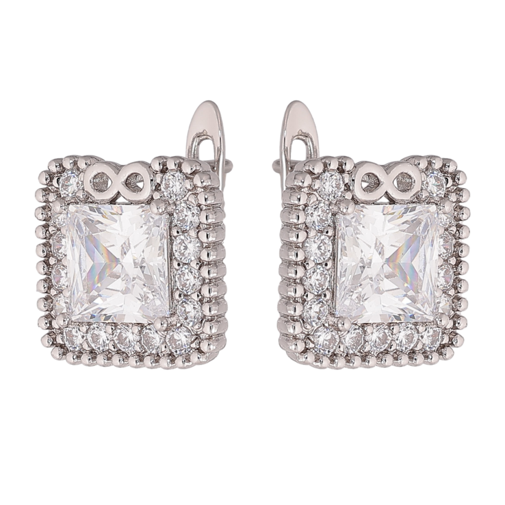 Сережки Xuping колір Родій англійський замок "Інкрустація кристалами" фото №4