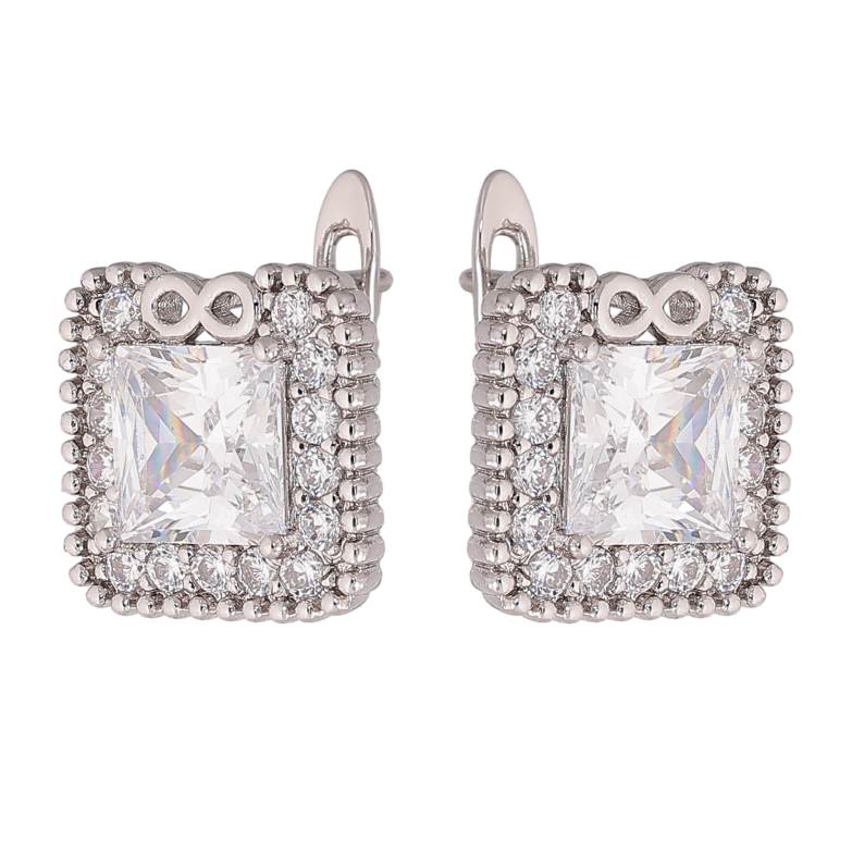 Сережки Xuping колір Родій англійський замок "Інкрустація кристалами" фото №1