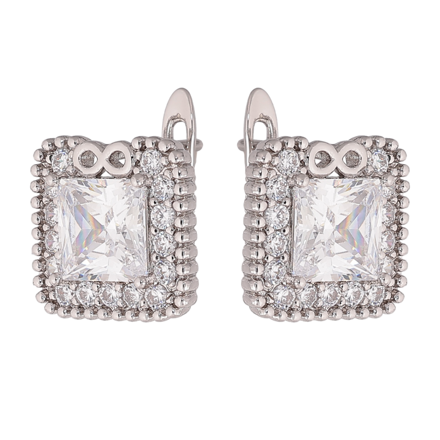 Сережки Xuping колір Родій англійський замок "Інкрустація кристалами" фото №1