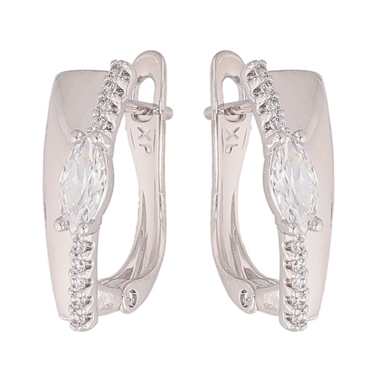 Сережки Xuping колір Родій англійський замок "Візерунок з кристалами" фото №20