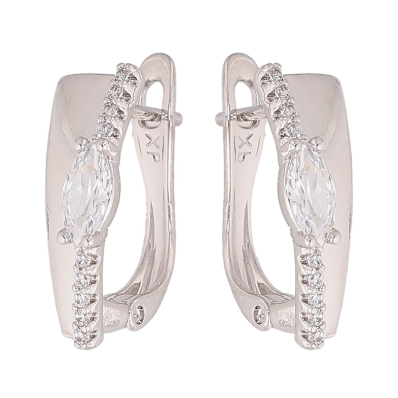 Сережки Xuping колір Родій англійський замок "Візерунок з кристалами" фото №1