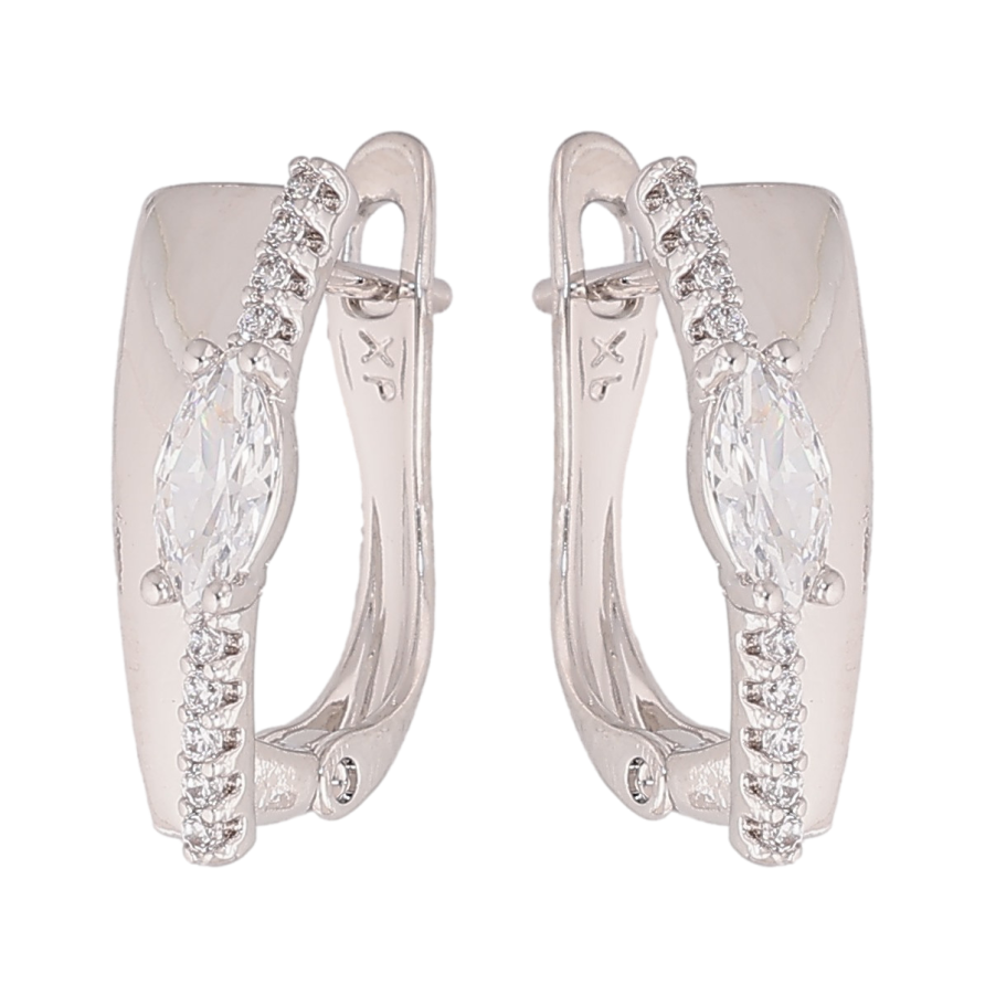 Сережки Xuping колір Родій англійський замок "Візерунок з кристалами" фото №1