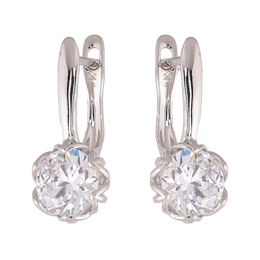 Серьги Xuping цвет Родий английский замок "Кристальные бутоны" фото №1