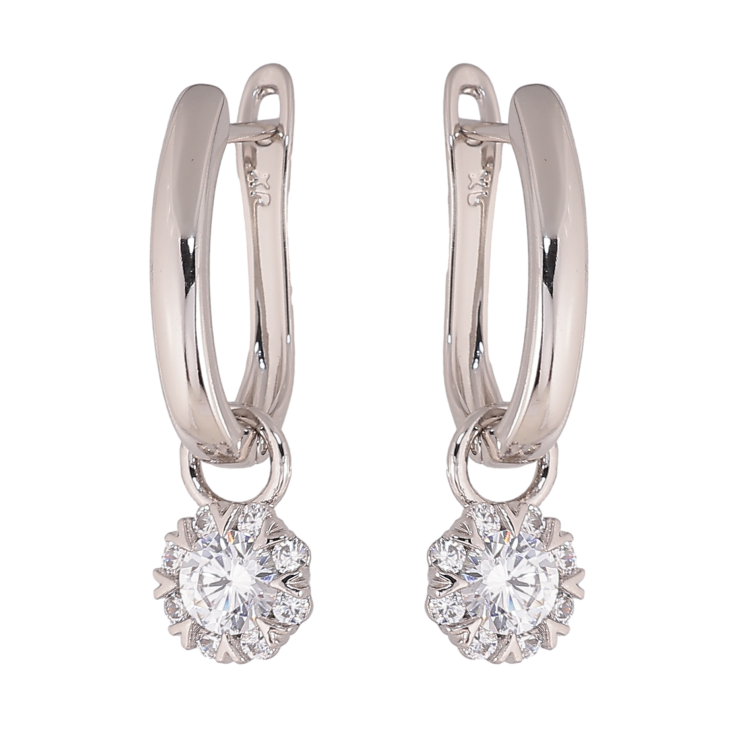 Серьги Xuping цвет Родий английский замок "Кристальные подвески" 2 в 1 фото №22 Серьги Xuping цвет Родий английский замок "Кристальные подвески" 2 в 1 фото №22