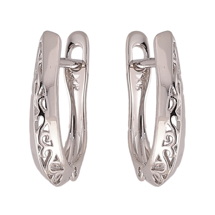 Серьги Xuping цвет Родий английский замок "Декоративный узор" фото №6 Серьги Xuping цвет Родий английский замок "Декоративный узор" фото №6