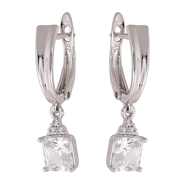 Серьги Xuping цвет Родий английский замок "Кристальные подвески" фото №12 Серьги Xuping цвет Родий английский замок "Кристальные подвески" фото №12