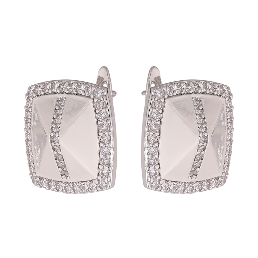 Сережки Xuping колір Родій англійський замок "Візерунок з кристалами" фото №1