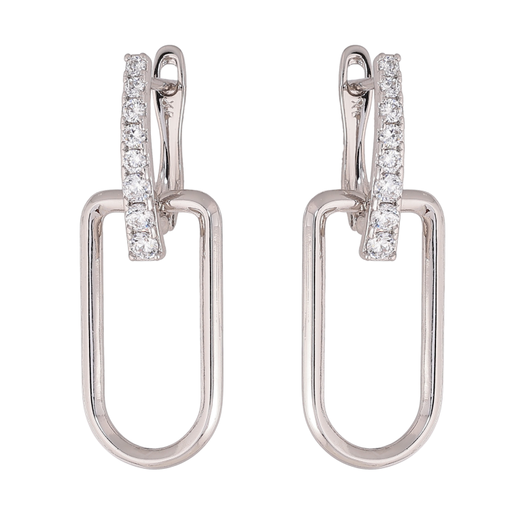 Серьги Xuping цвет Родий английский замок "Узор с кристаллами" фото №5 Серьги Xuping цвет Родий английский замок "Узор с кристаллами" фото №5