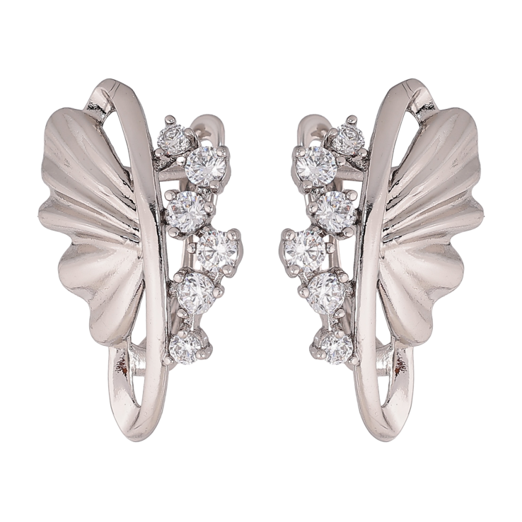 Серьги Xuping цвет Родий английский замок "Узор с кристаллами" фото №22