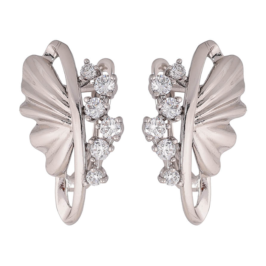 Серьги Xuping цвет Родий английский замок "Узор с кристаллами" фото №1 Серьги Xuping цвет Родий английский замок "Узор с кристаллами" фото №1