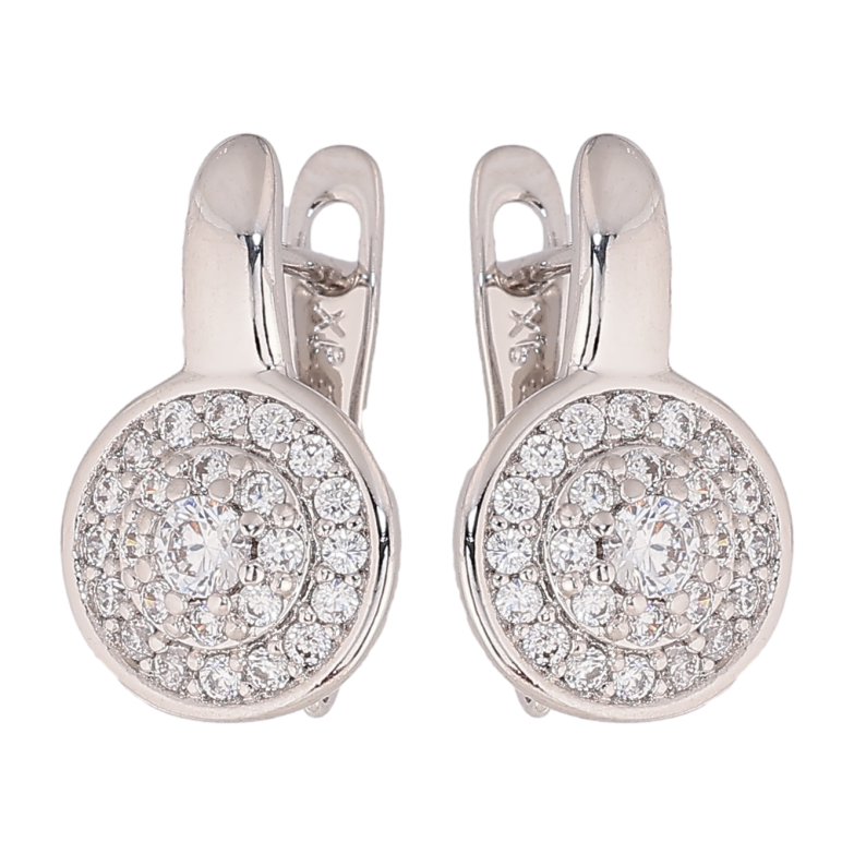 Сережки Xuping колір Родій англійський замок "Візерунок з кристалами" фото №1