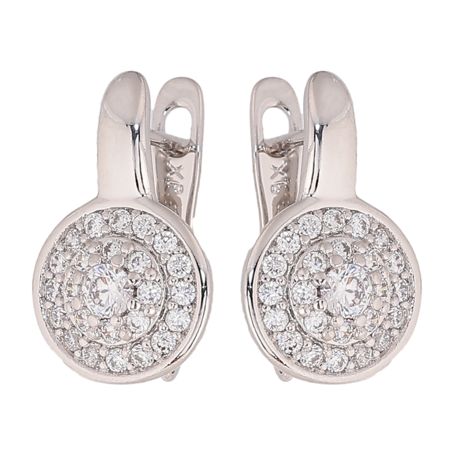 Сережки Xuping колір Родій англійський замок "Візерунок з кристалами" фото №1