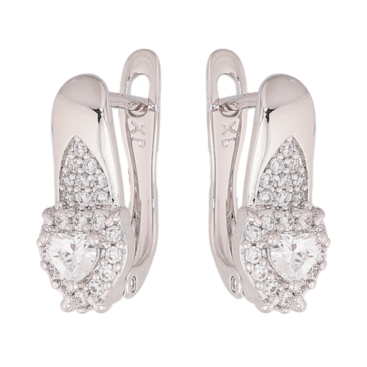 Сережки Xuping колір Родій англійський замок "Візерунок сердечка з кристалами" фото №24