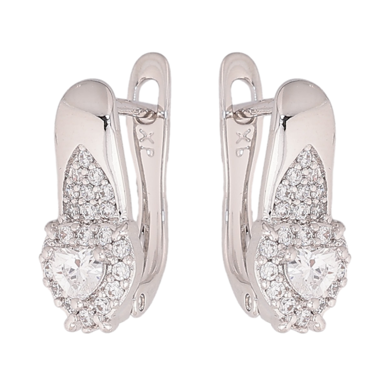 Сережки Xuping колір Родій англійський замок "Візерунок сердечка з кристалами" фото №17