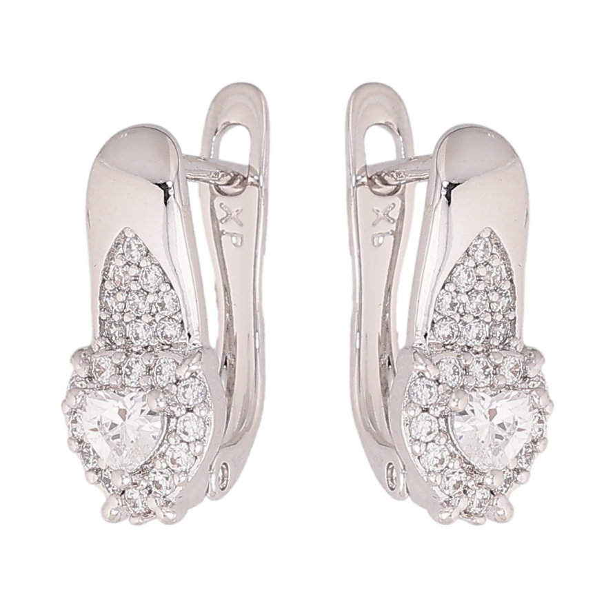 Сережки Xuping колір Родій англійський замок "Візерунок сердечка з кристалами" фото №1