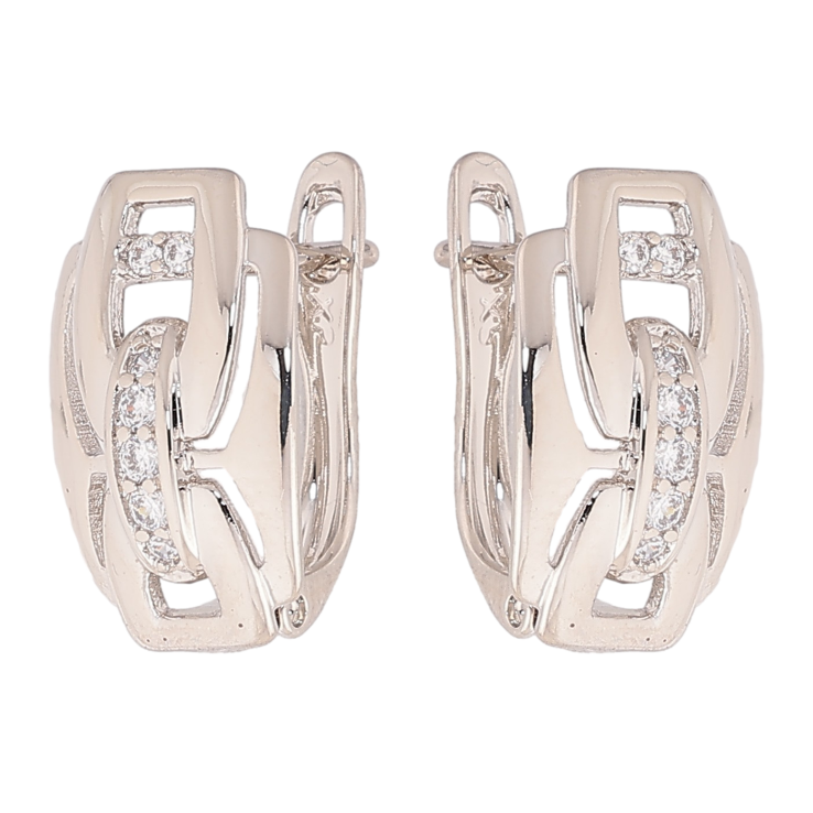 Сережки Xuping колір Родій англійський замок "Візерунок з кристалами" фото №22