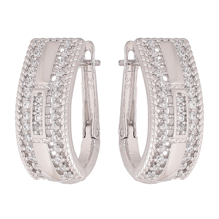 Сережки Xuping колір Родій англійський замок "Візерунок з кристалами" фото №18