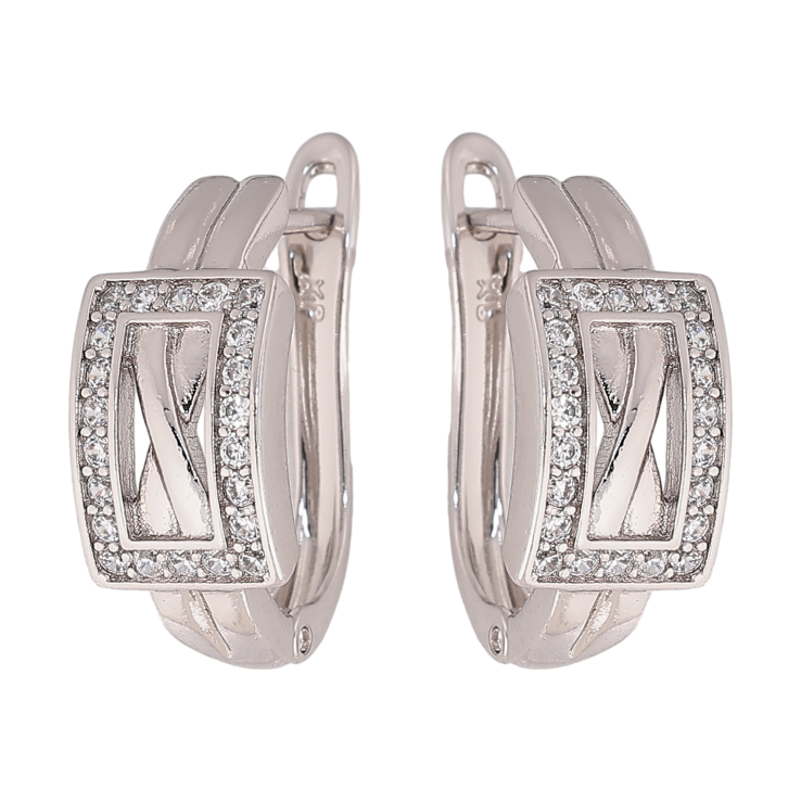 Сережки Xuping колір Родій англійський замок "Візерунок з кристалами" фото №16