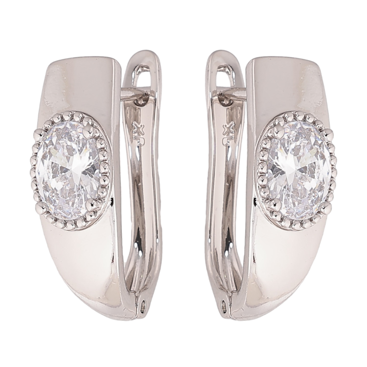 Сережки Xuping колір Родій англійський замок "Візерунок з кристалами" фото №14