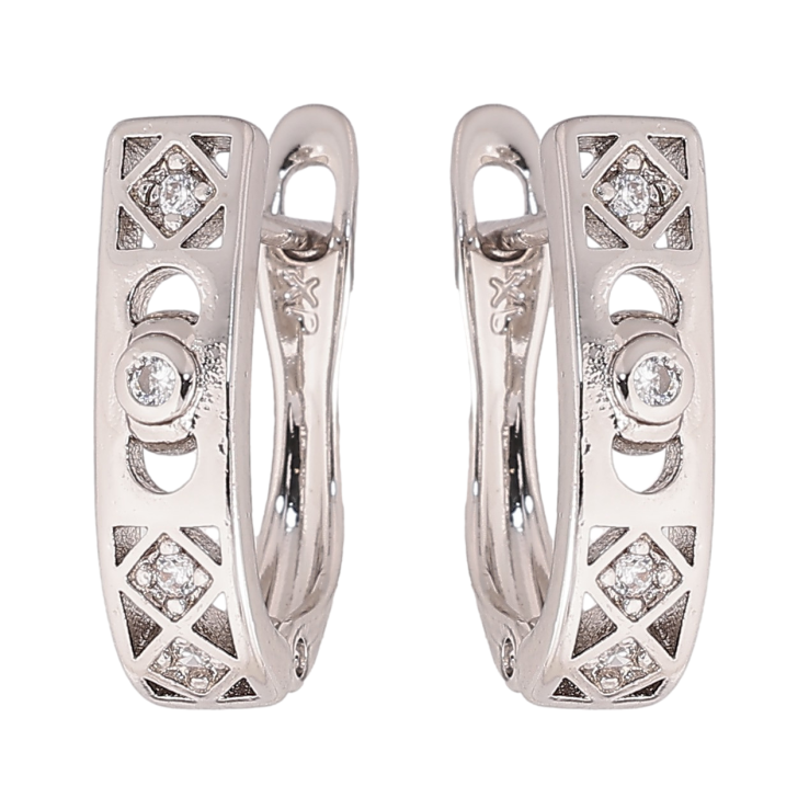 Сережки Xuping колір Родій англійський замок "Візерунок з кристалами" фото №12