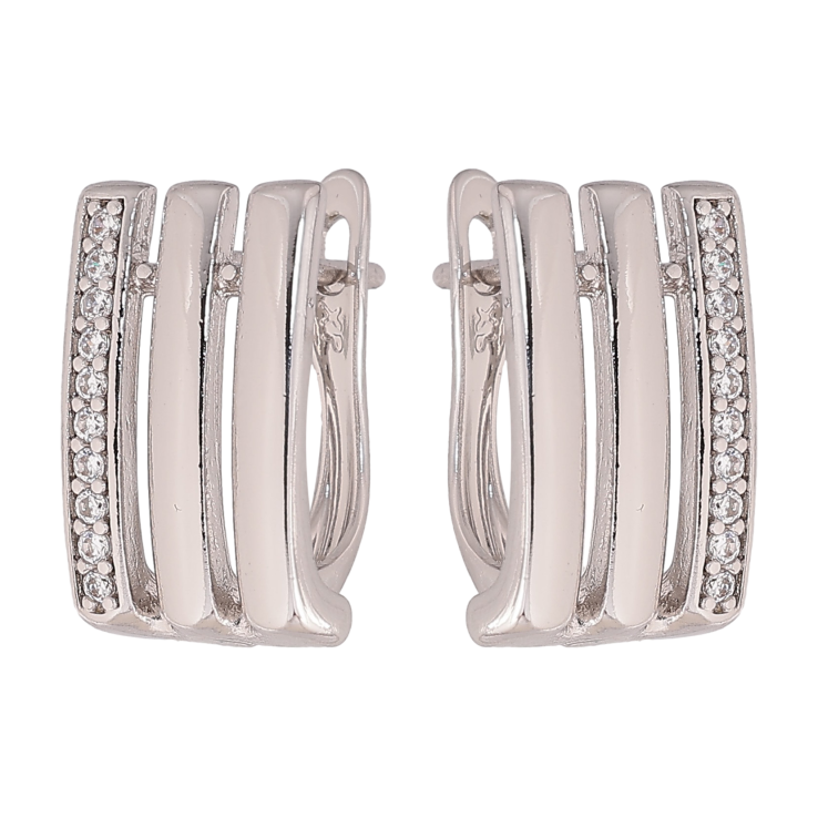 Сережки Xuping колір Родій англійський замок "Візерунок з кристалами" фото №8